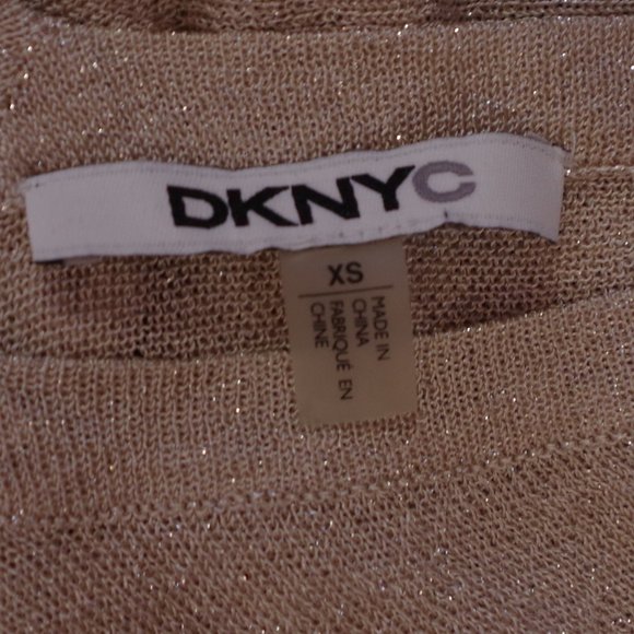 DKNY C Fine Knit Dolman Sleeve Metallic Champagne Sweater- Sz. XS - Picture 6 of 6